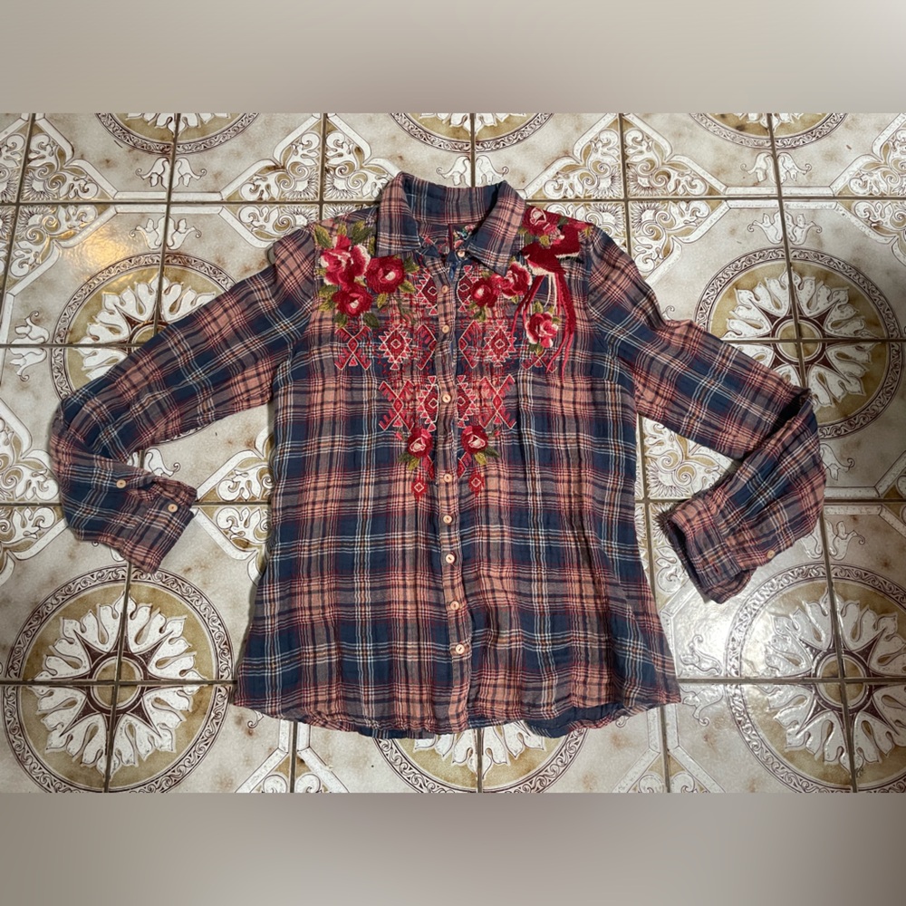 Johnny Was Embroidered Flannel